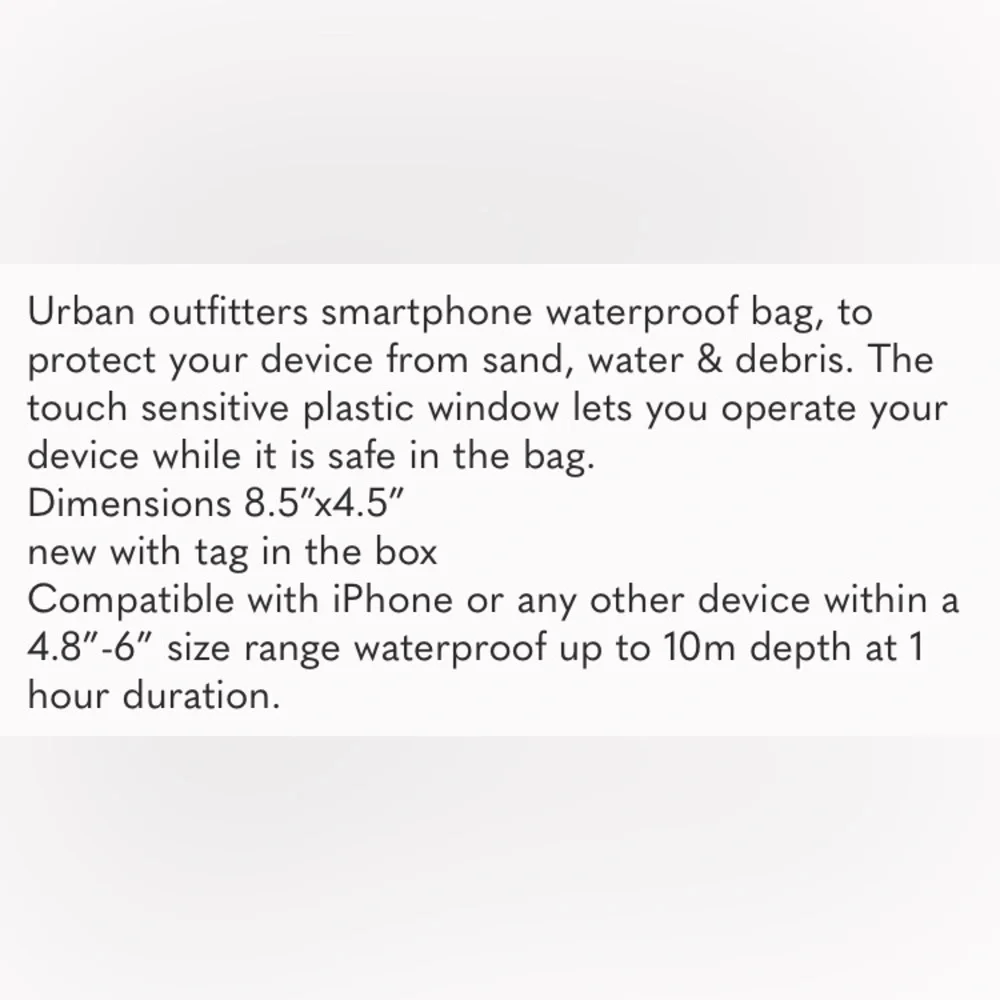 Urban Outfitters Waterproof Smartphone Bag -Black